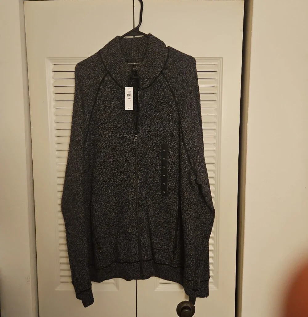 Banana Republic Marled Zip-Front Knit Cardigan in Black & White